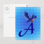 Carte Postale Monogramme initiale A Bluebird (Devant / Derrière)