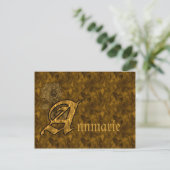 Carte Postale Monogramme Initiale A Nom Péonie Or Personnalisé (Debout devant)