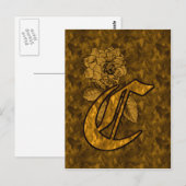 Carte Postale Monogramme Initiale C Élégante Fleur de Pivoine en (Devant / Derrière)