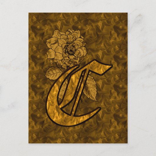 Carte Postale Monogramme Initiale C Élégante Fleur de Pivoine en (Devant)