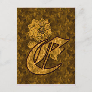 Carte Postale Monogramme Initiale E Élégante Fleur de Pivoine en