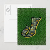 Carte Postale Monogramme Initiale J Fleurs de Marguerites Art (Devant / Derrière)