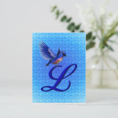 Carte Postale Monogramme Initiale L Élégant Oiseau Bleu (Debout devant)