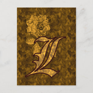 Carte Postale Monogramme Initiale L Élégante Fleur de Pivoine en
