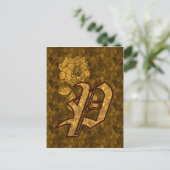 Carte Postale Monogramme Initiale P Gold Peony (Debout devant)