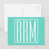 Carte Postale Monogramme Initiales 3 Modernes Gras | Blanc Sur A (Devant / Derrière)