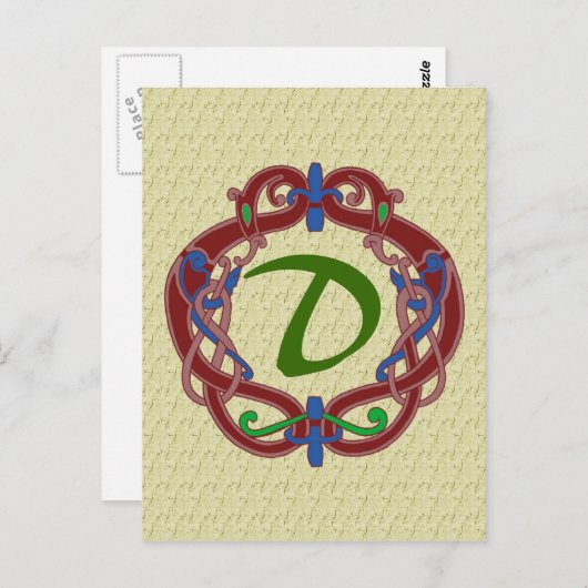 Carte postale Monogramme Initiales Design celtique (Devant / Derrière)