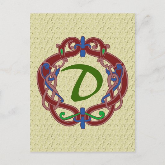 Carte postale Monogramme Initiales Design celtique (Devant)