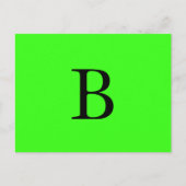 Carte Postale Monogramme Initiales Neon Vert brillant Cool coule (Devant)