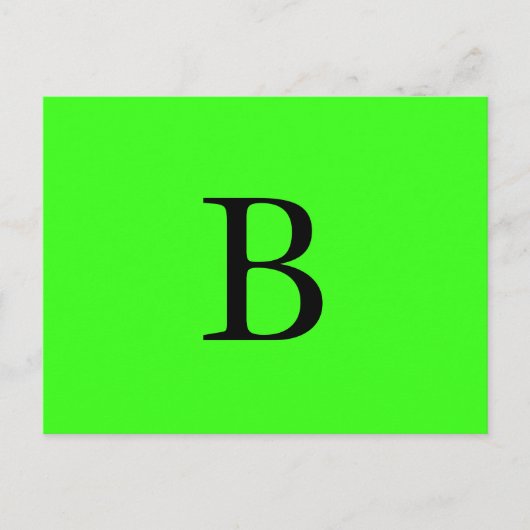 Carte Postale Monogramme Initiales Neon Vert brillant Cool coule (Devant)