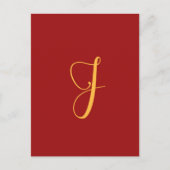 Carte Postale Monogramme "J" couleur or sur rouge (Devant)