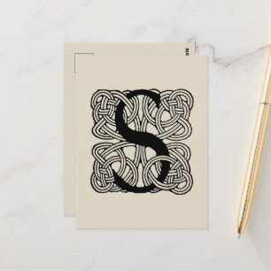 Carte Postale Monogramme lettre S Impression vintage nœud celtiq
