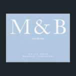 Carte Postale Monogramme moderne Peacock Bleu Enregistrer la dat<br><div class="desc">Monogramme blanc contemporain Peacock Blue Enregistrer la date. Mariage. Prénom et nom. Moderne. Simple.</div>