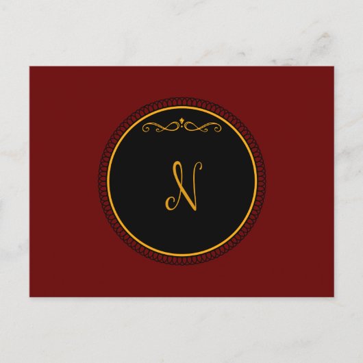 Carte Postale Monogramme 'N' or sur noir (Devant)