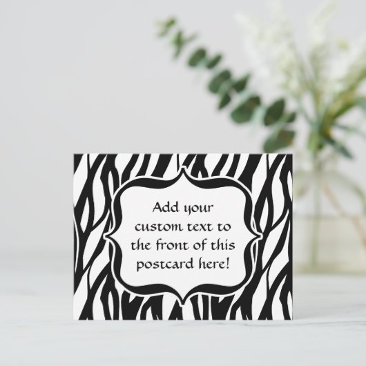 Carte Postale Monogramme noir/blanc Funky Zebra (Debout devant)