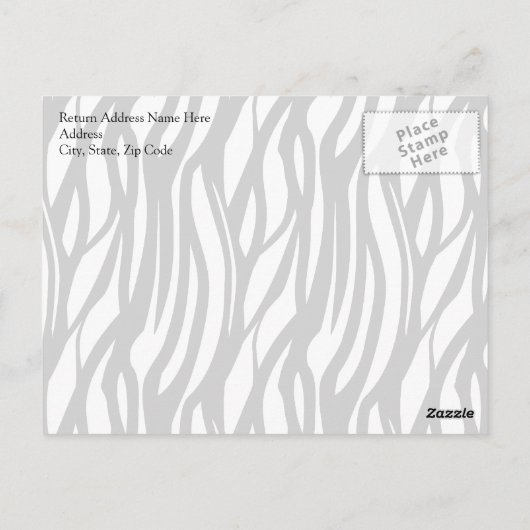 Carte Postale Monogramme noir/blanc Funky Zebra (Dos)