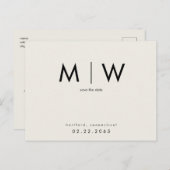 Carte Postale Monogramme noir simple et élégant Beige Enregistre (Devant / Derrière)