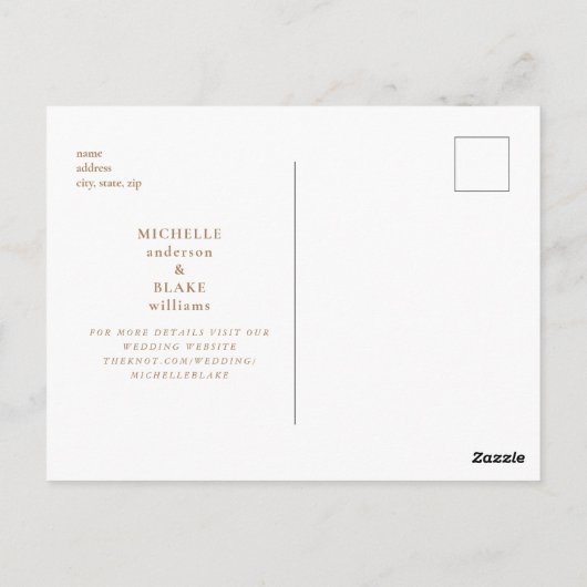 Carte Postale Monogramme Or Mariage rouge profond Enregistrer la (Dos)