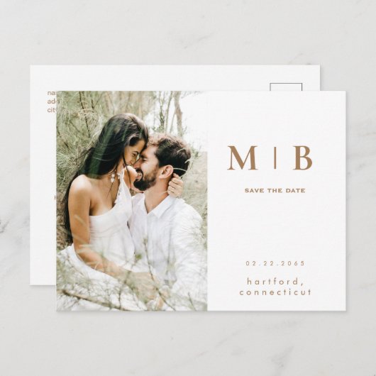 Carte Postale Monogramme or simple photo blanche Enregistrer la  (Devant / Derrière)