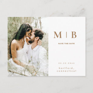 Carte Postale Monogramme or simple photo blanche Enregistrer la
