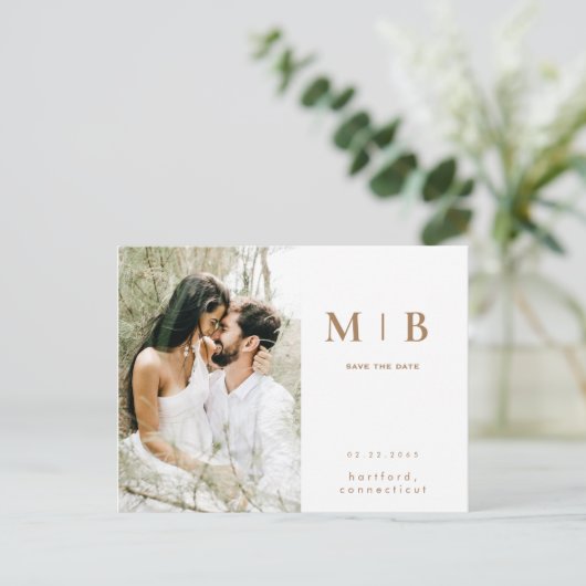 Carte Postale Monogramme or simple photo blanche Enregistrer la  (Debout devant)