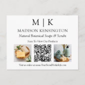 Carte Postale Monogramme ou ajouter un logo Business QR Code 2 P (Devant)