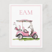 Carte Postale Monogramme Panier de Golf Rose Prépa (Devant)
