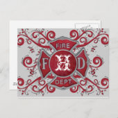 Carte Postale Monogramme personnalisé du service d'incendie (Devant / Derrière)