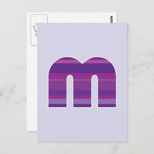 Carte Postale Monogramme pourpre - Lettre M (Devant / Derrière)