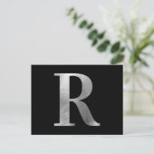 Carte Postale Monogramme R en feuille d'argent classique sur fon (Debout devant)