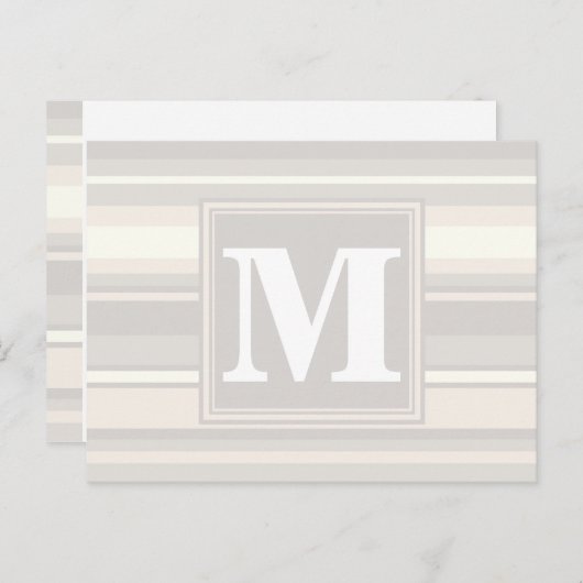 Carte Postale Monogramme rayures beiges (Devant / Derrière)