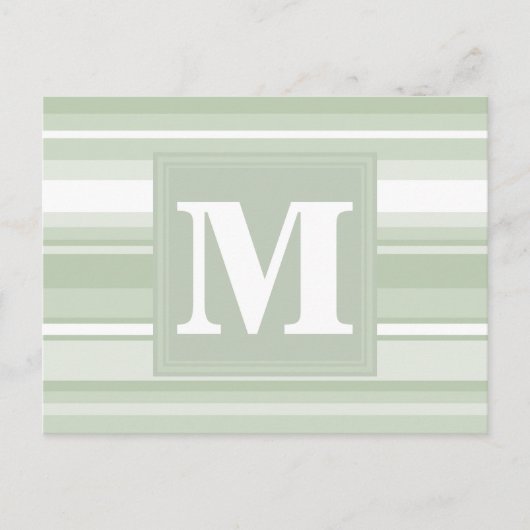 Carte Postale Monogramme rayures vert pâle (Devant)