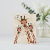 Carte postale Monogramme Rosa & Copper Giraffes (Debout devant)