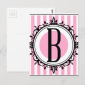 Carte Postale monogramme rose 'B' (Devant / Derrière)