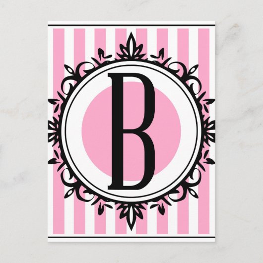 Carte Postale monogramme rose 'B' (Devant)