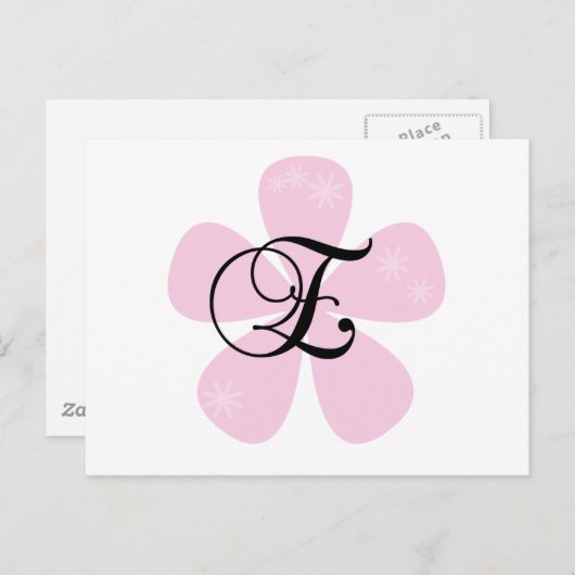 Carte Postale Monogramme rose E (Devant / Derrière)