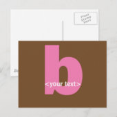 Carte Postale Monogramme rose et Brown - Lettre B (Devant / Derrière)
