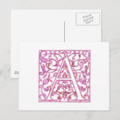 Carte Postale Monogramme rose filigrane (Devant / Derrière)