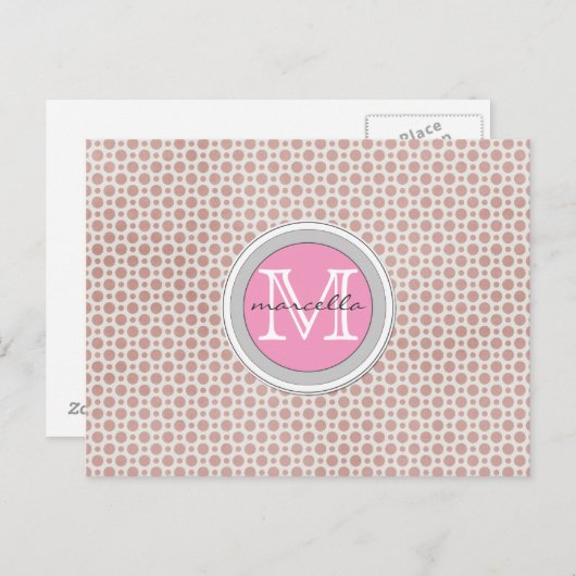 Carte Postale monogramme rose foncé (Devant / Derrière)