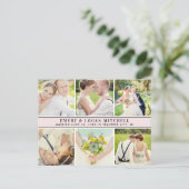 Carte Postale Monogramme rose Mariage Photo Collage Merci (Debout devant)