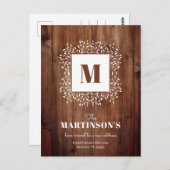 Carte Postale Monogramme rustique Nous avons déplacé une nouvell (Devant / Derrière)