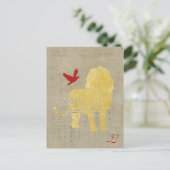Carte postale Monogramme Silhouette Lion Or (Debout devant)