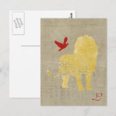 Carte postale Monogramme Silhouette Lion Or (Devant / Derrière)