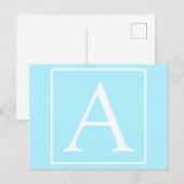 Carte Postale Monogramme simple bleu ciel (Devant / Derrière)