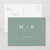 Carte Postale Monogramme simple d'âge clair Mariage Enregistrer (Devant / Derrière)