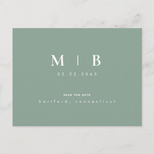 Carte Postale Monogramme simple d'âge clair Mariage Enregistrer (Devant)