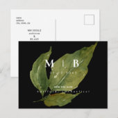 Carte Postale Monogramme simple et élégant avec feuillage Enregi (Devant / Derrière)