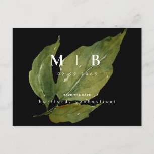 Carte Postale Monogramme simple et élégant avec feuillage Enregi