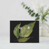 Carte Postale Monogramme simple et élégant avec feuillage Enregi (Debout devant)