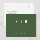 Carte Postale Monogramme simple et élégant Noël (Devant / Derrière)